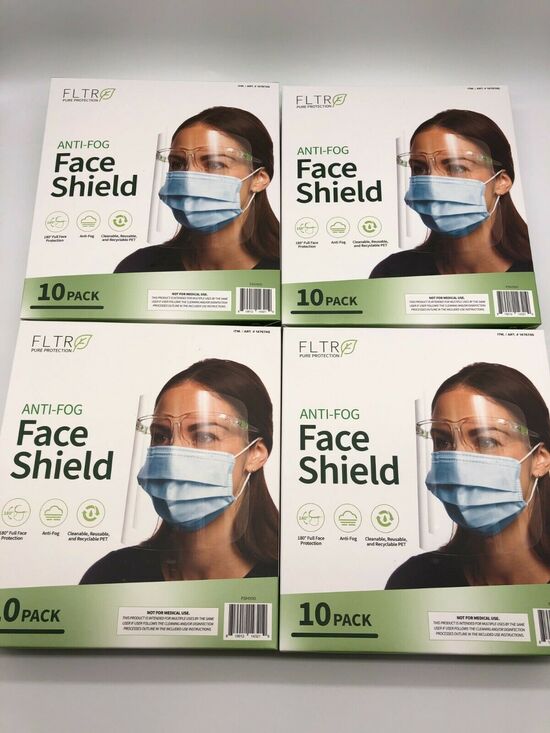 Face Shields 10-pack Barrier Comfort FLTR Pure Protection Anti-Fog Lot of 4 main image 6